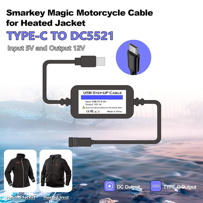 How to Use a 12V Heated Jacket Adapter Charger Type C Voltage Step-Up Cable