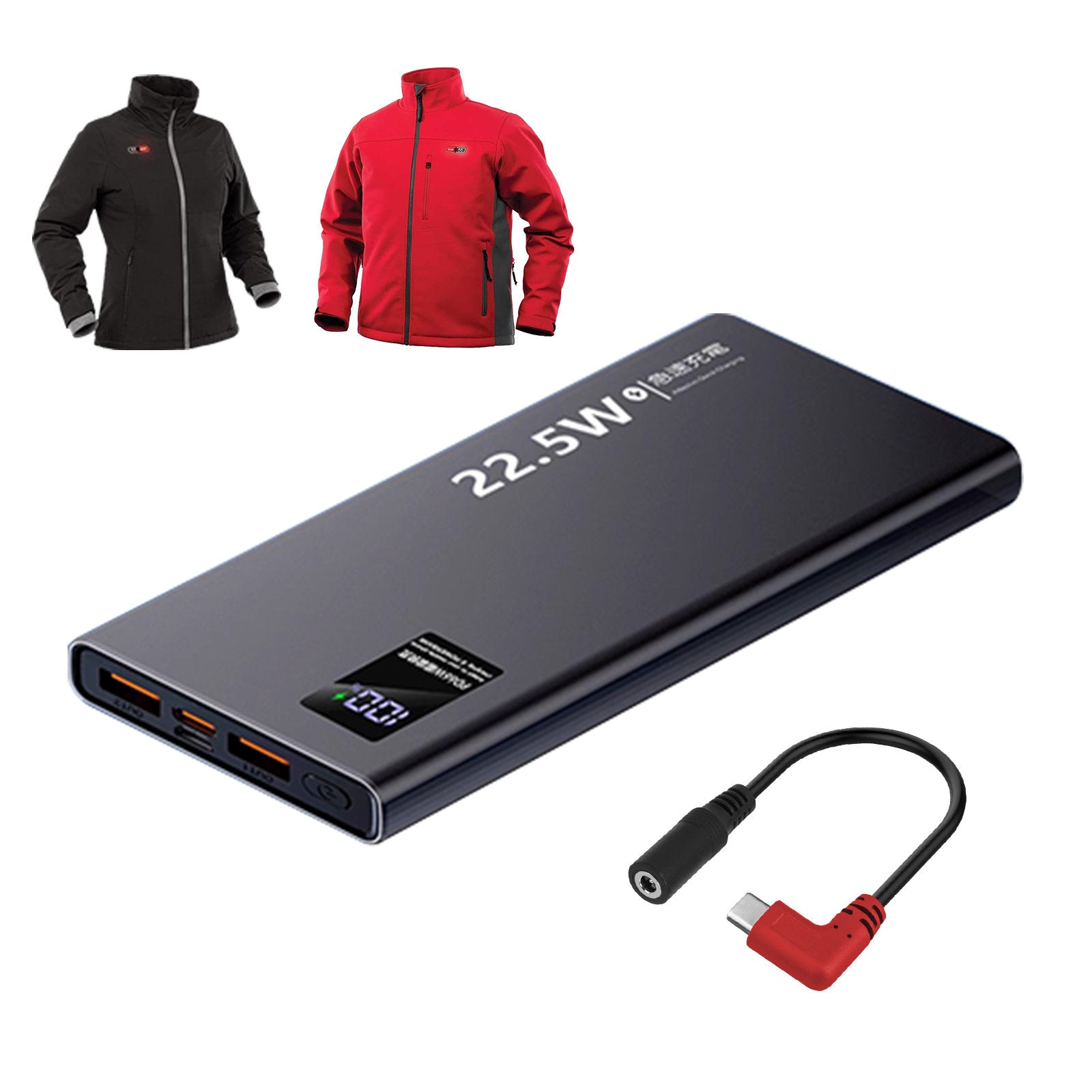Smarkey 12V QC3.0 Heated Jacket Battery PD Power Bank with Type-C Step Up Adapter Charger Cable - Battery Heated Jacket