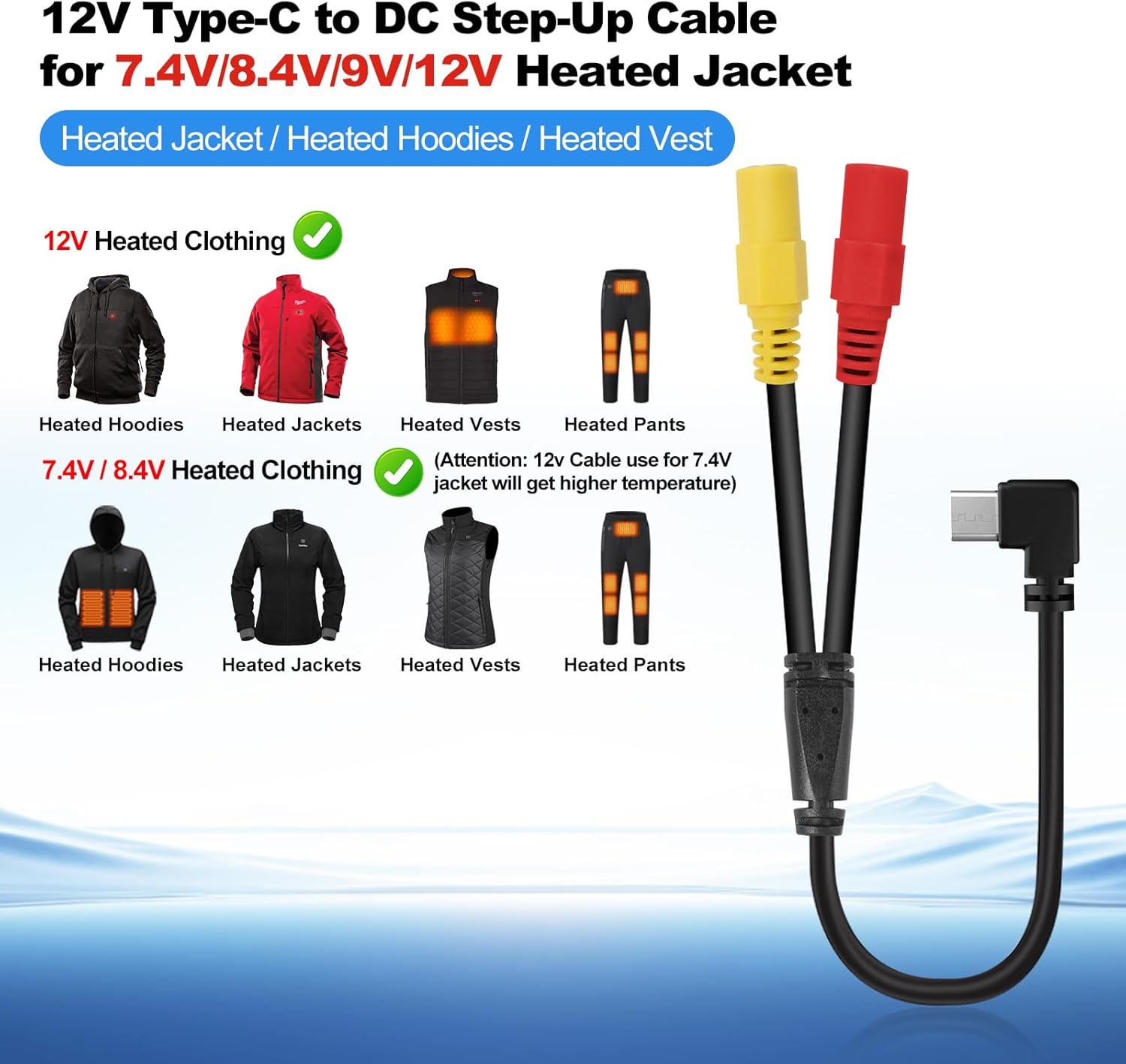 Smarkey Heated Jacket Battery Step-Up Adapter Charger Cable for Milwaukee