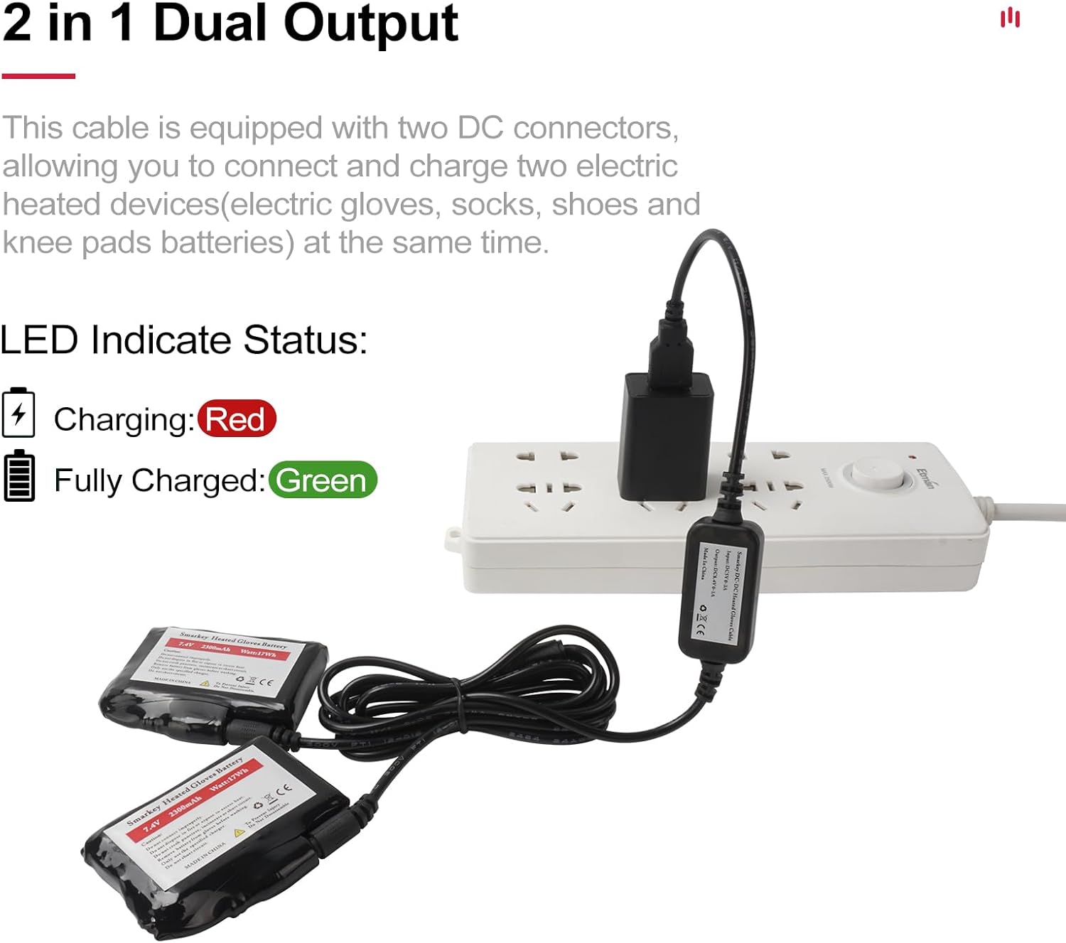 Smarkey 8.4v Heated Glove Charger for Insole Socks Jacket Battery Charging - Battery Heated Jacket