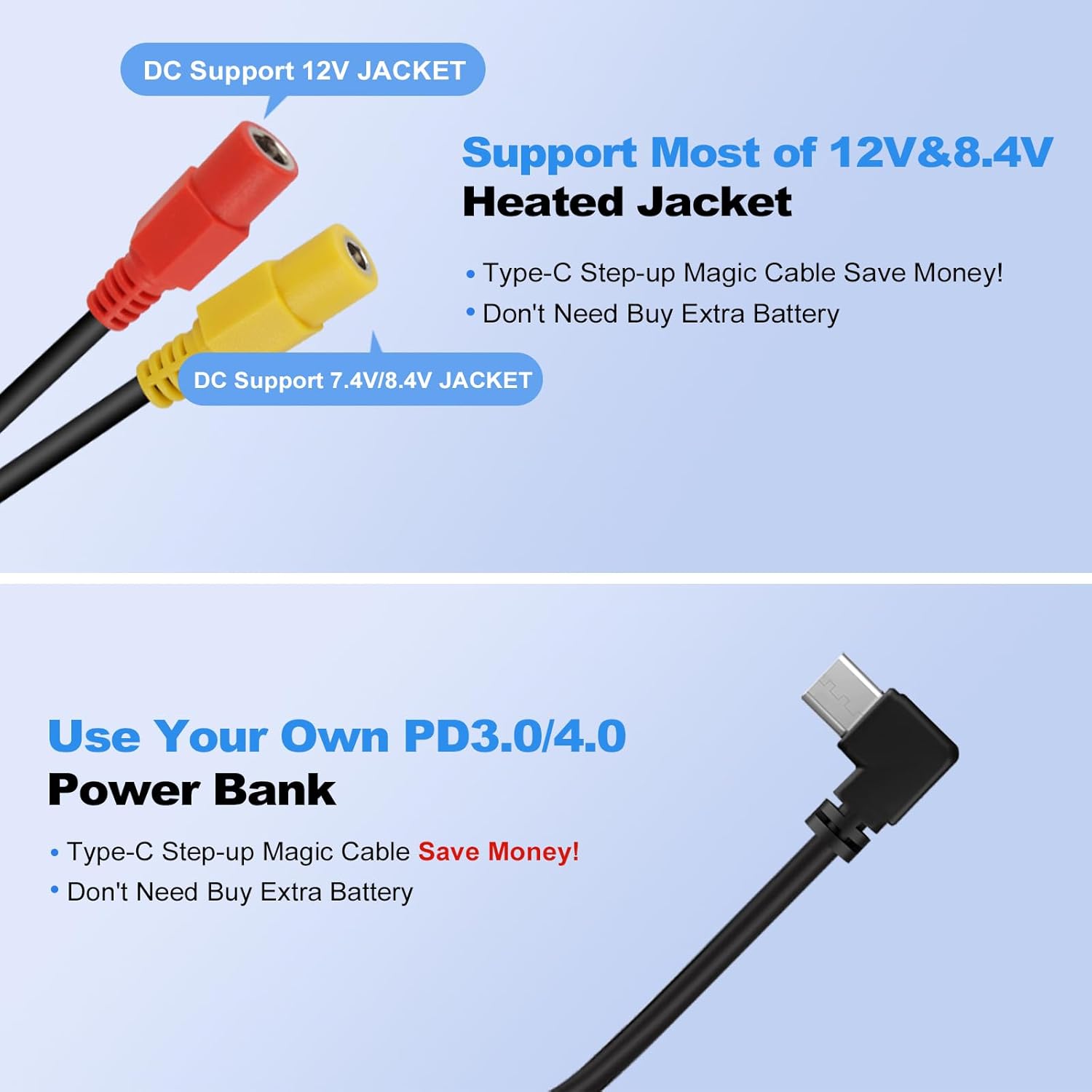 Smarkey Heated Jacket Battery Step-Up Adapter Charger Cable for Milwaukee