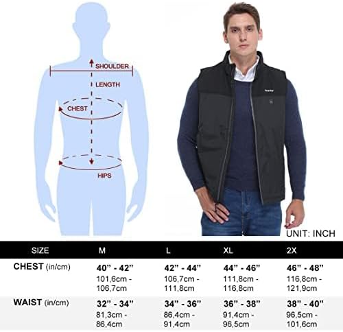Smarkey Men's Heated Vest with Battery Pack 7.4V, Electric Warming Gear washable Winter Heating Vest - Battery Heated Jacket