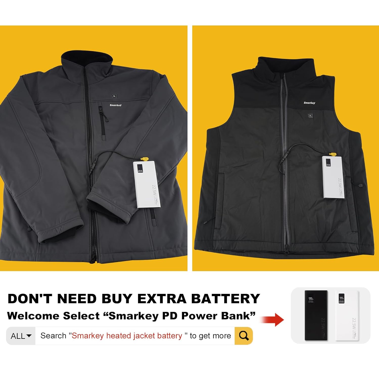 Smarkey 9V Heated Jacket Battery Step-Up Cable