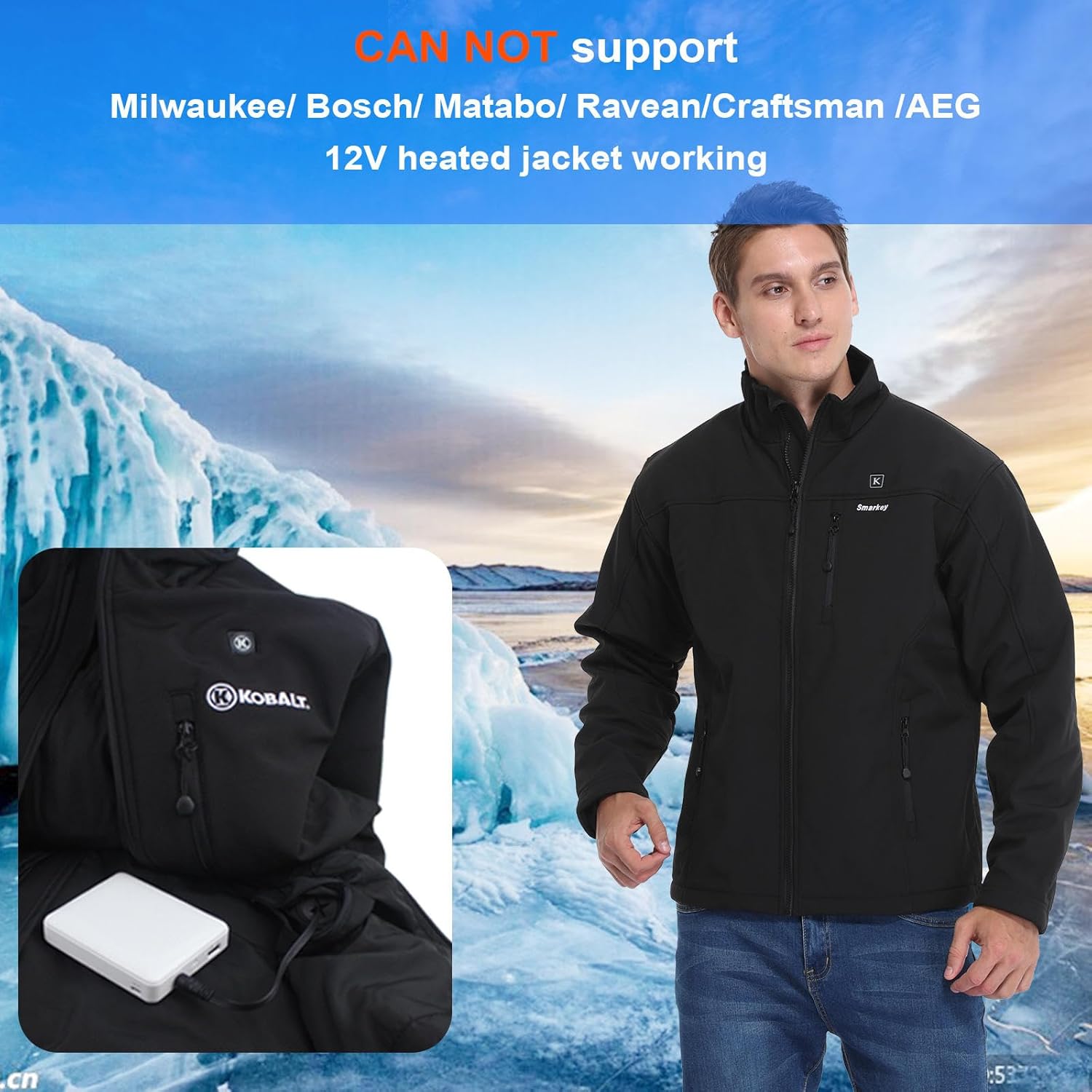 Smarkey 7.4v 5000mAh Heated Jacket Battery with Charger Cable - Battery Heated Jacket