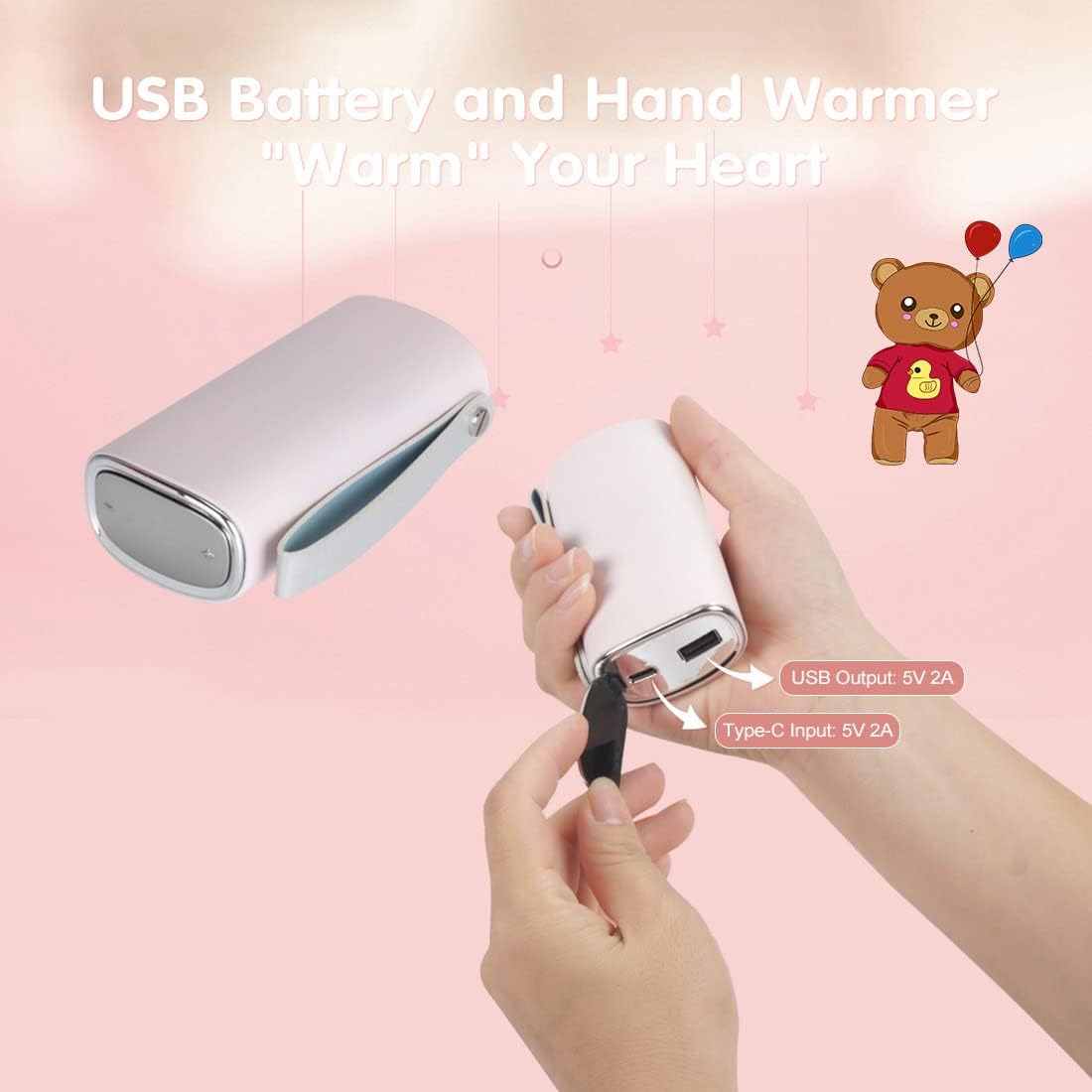 Smarkey Rechargeable Hand Warmer Electric Handwarmers Hot Pocket Warmer Portable Heating Battery 10000mAh USB Heated Jacket Battery Power Bank Winter Gift for Women - Battery Heated Jacket