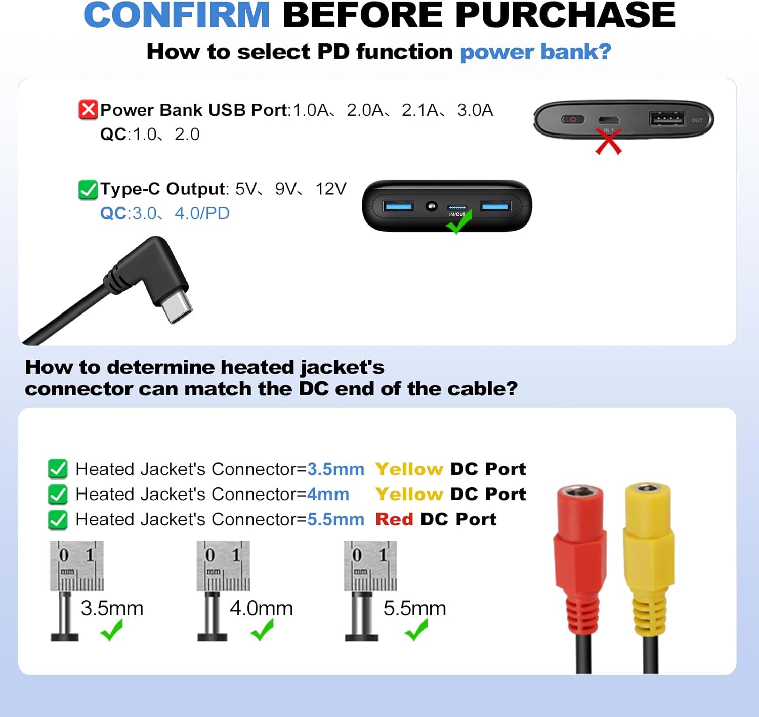 Smarkey Heated Jacket Battery Step-Up Adapter Charger Cable for Milwaukee