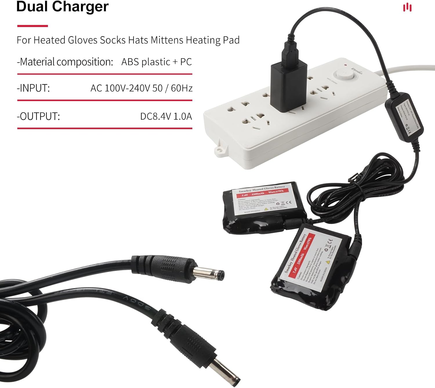 Smarkey 8.4v Heated Glove Charger for Insole Socks Jacket Battery Charging - Battery Heated Jacket