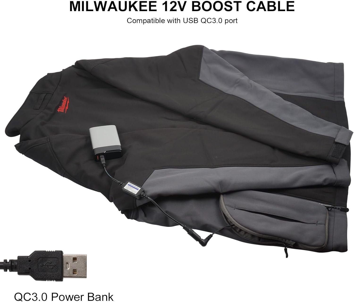 Smarkey Heated Jacket Step-up Magic Adapter Cable Compatible with 12V Milwaukee - Battery Heated Jacket