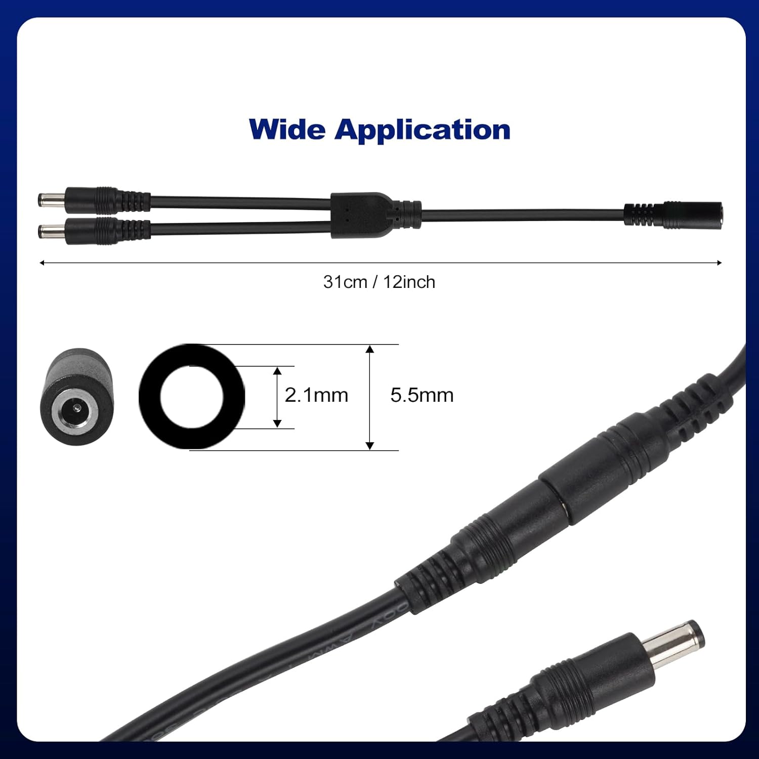 Smarkey Motorcycle Heated Jacket Adapter Cable, Snowmobiles Heated Gear Battery Connector Cable Compatible with Heated Apparel, Heated Garments, Heated Vest (DC 1 Female to 2 Male) - Battery Heated Jacket