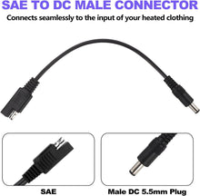 将图片加载到图库查看器，Smarkey Heated Jacket Adapter Cable for Motorcycle Snowmobiles, Heated Gear Battery Connector Cable Compatible with Harley Davidson Heated Apparel, Heated Garments, Heated Vest (SAE to DC Male)