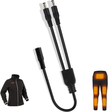 Charger l&#39;image dans la galerie, Smarkey Motorcycle Heated Jacket Adapter Cable, Snowmobiles Heated Gear Battery Connector Cable Compatible with Heated Apparel, Heated Garments, Heated Vest (DC 1 Female to 2 Male)