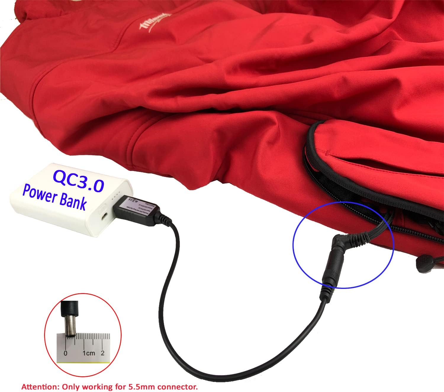 Smarkey Heated Jacket Adapter Charger USB Plug Cable for Milwaukee - Battery Heated Jacket
