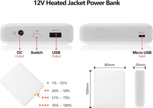 12v 3200mAh Heated Jacket Battery Pack for Milwaukee, Snap-on, Metabo, Makita, Dewalt, Craftsman, AEG, Royobi, Revean (Not for 5v/ 7.4v Heated Jacket)