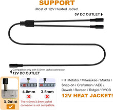 将图片加载到图库查看器，Smarkey Motorcycle Heated Jacket Adapter Cable, Snowmobiles Heated Gear Battery Connector Cable for Heated Apparel, Heated Garments, Heated Vest (5.5mm Female DC to 2 x Female DC)