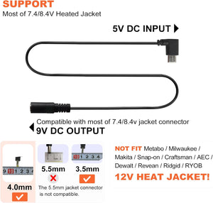 Smarkey Heated Jacket Battery Stepup Adapter Charger for 7.4v 8.4v Heated Jacket, Heated Hoodies and Heated Vests (Not Working for 12V Heated Gear)