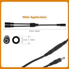 将图片加载到图库查看器，Smarkey Motorcycle Heated Jacket Adapter Cable, Snowmobiles Heated Gear Battery Connector Cable for Heated Apparel, Heated Garments, Heated Vest (5.5mm Female DC to 2 x Female DC)