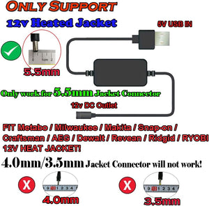 Smarkey Heated Jacket Adapter Charger USB Plug Cable for Milwaukee, Dewalt, Revean, Snap-on, Metabo, Craftsman, AEG, Makita (Easy for Travelling and Outdoor)