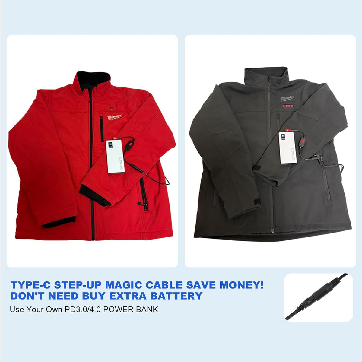 Smarkey Heated Jacket Battery Replacement 12V QC3.0 PD Power Bank with Type C to DC - Battery Heated Jacket