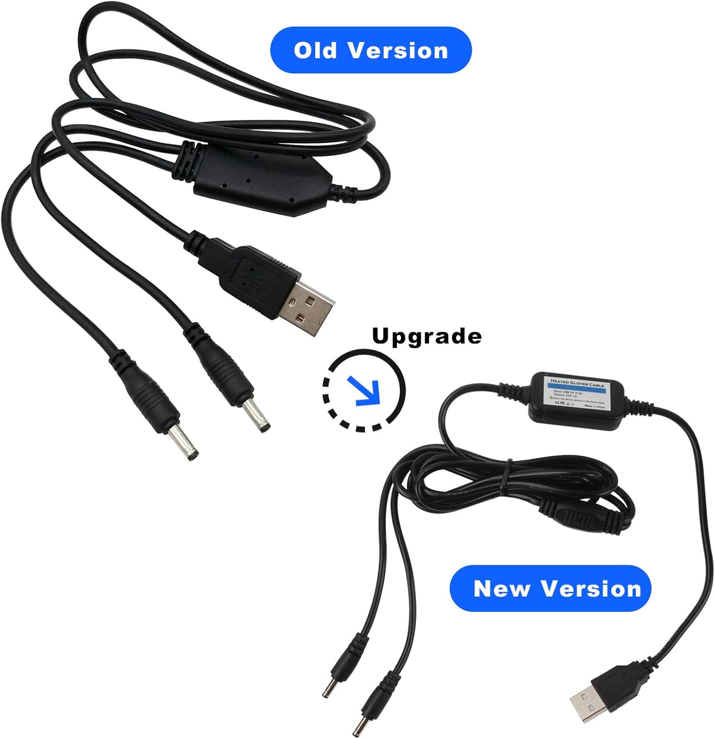 Smarkey 4.2V Heated Gloves Charger USB Adapter Cable for Batteries Charging - Battery Heated Jacket