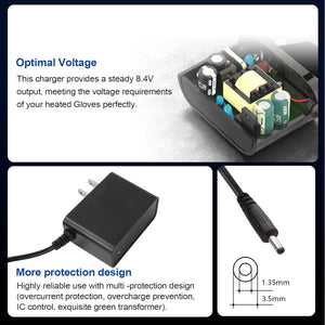 Smarkey 8.4V Heated Gloves Charger, Heated Glove Adapter, Heated Mittens, Heated Insoles Dual Port Cable for Heated Gloves Battery Charging