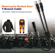 将图片加载到图库查看器，Smarkey Motorcycle Heated Jacket Adapter Cable, Snowmobiles Heated Gear Battery Connector Cable Compatible with Heated Apparel, Heated Garments, Heated Vest (DC 1 Female to 2 Male)