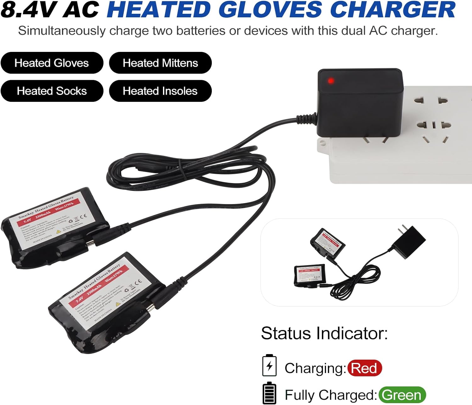 Smarkey 8.4V Heated Gloves Charger - Battery Heated Jacket