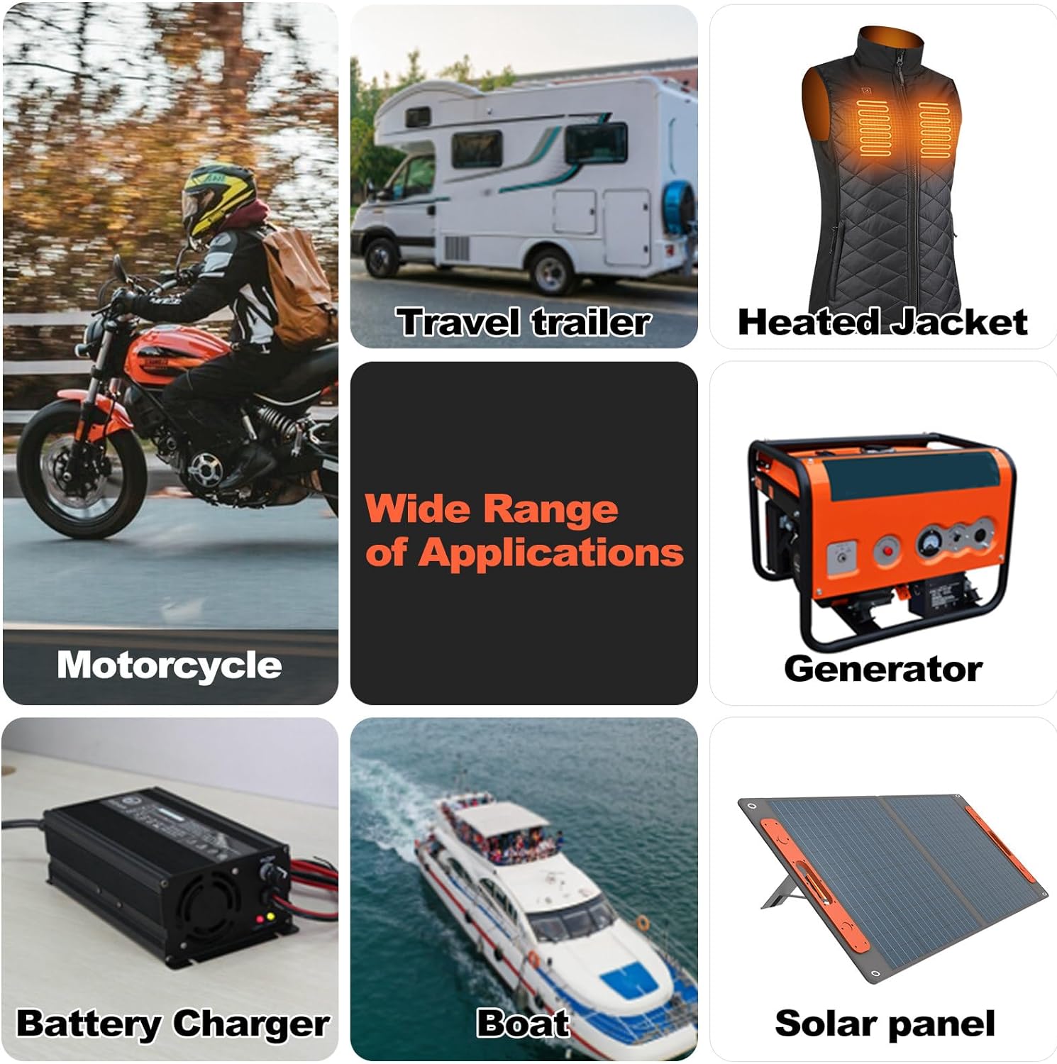 Smarkey Motorcycle Heated Jacket Adapter Cable，Snowmobiles Heated Gear Battery Connector Cable Compatible with Heated Apparel, Heated Garments, Heated Vest (SAE to O Ring) - Battery Heated Jacket