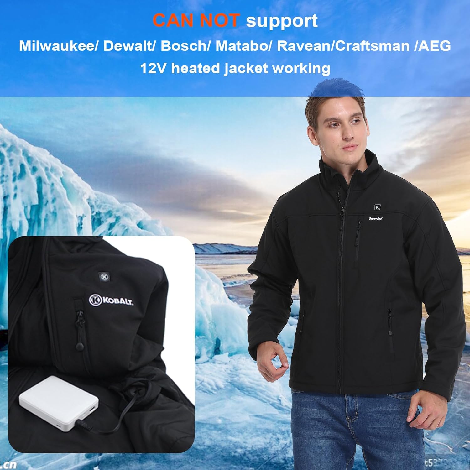 Smarkey 7.4v 5000mAh Heated Jacket Battery with Charger Cable Replacement Backup Pack for Heated Hoodies, Heated Vests Down Coat - Battery Heated Jacket