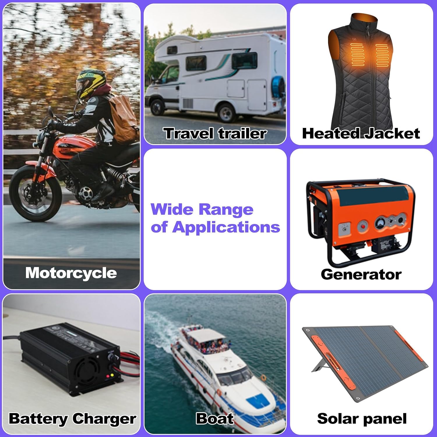 Smarkey Heated Jacket Adapter Cable for Motorcycle Snowmobiles, Heated Gear Battery Connector Cable Compatible with Harley Davidson Heated Apparel, Heated Garments, Heated Vest (SAE to DC Male) - Battery Heated Jacket