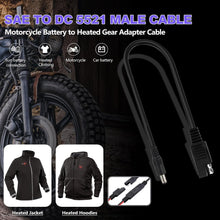 将图片加载到图库查看器，Smarkey Heated Jacket Adapter Cable for Motorcycle Snowmobiles, Heated Gear Battery Connector Cable Compatible with Harley Davidson Heated Apparel, Heated Garments, Heated Vest (SAE to DC Male)