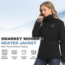 将图片加载到图库查看器，Smarkey Women Heated Jacket With 1pc 4400mAh Battery And Charger For Winter Outdoor Wear
