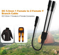 Smarkey Motorcycle Heated Jacket Adapter Cable, Snowmobiles Heated Gear Battery Connector Cable for Heated Apparel, Heated Garments, Heated Vest (5.5mm Female DC to 2 x Female DC) - Battery Heated Jacket