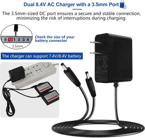 Smarkey 8.4V Heated Gloves Charger, Heated Glove Adapter, Heated Mittens, Heated Insoles Dual Port Cable for Heated Gloves Battery Charging