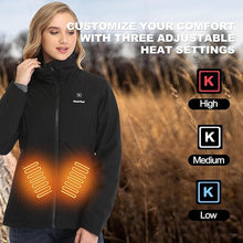 将图片加载到图库查看器，Smarkey Women Heated Jacket With 1pc 4400mAh Battery And Charger For Winter Outdoor Wear