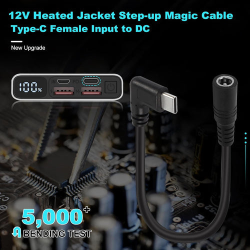 Smarkey 12V Heated Jacket Battery Step-Up Adapter Charger Cable Compatible with Milwaukee - Battery Heated Jacket