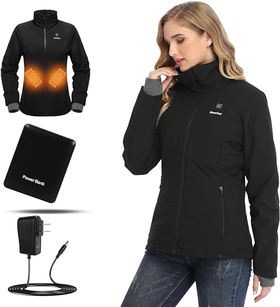 Smarkey Women Heated Jacket With 1pc 4400mAh Battery And Charger For Winter Outdoor Wear