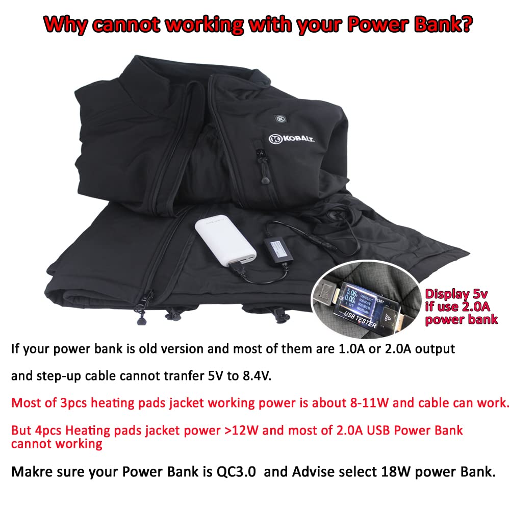 Smarkey Heated Jacket Battery Step-Up Adapter Charger Cable for Heated Jackets