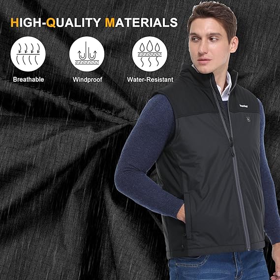 Smarkey Men's Heated Vest with Battery Pack 7.4V, Electric Warming Gear washable Winter Heating Vest - Battery Heated Jacket