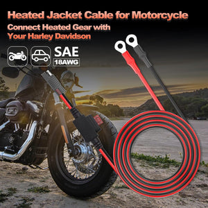 Smarkey Motorcycle Heated Jacket Adapter Cable，Snowmobiles Heated Gear Battery Connector Cable Compatible with Heated Apparel, Heated Garments, Heated Vest (SAE to O Ring)