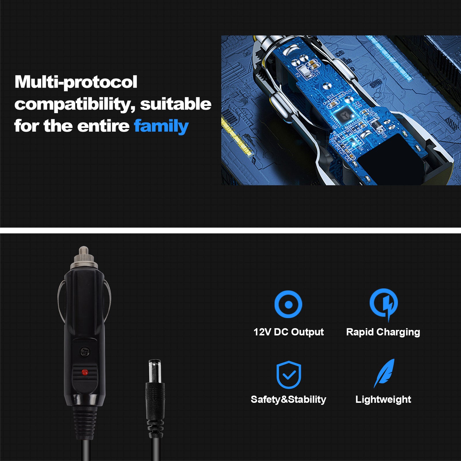 Smarkey 12v Heated Jacket Adapter Charger Liner Plug for Milwaukee, Dewalt, Revean, Snap-on, Metabo, Craftsman, AEG, Harley Davidson (Heavy Duty)