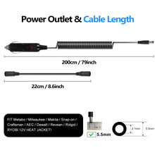 Charger l&#39;image dans la galerie, Smarkey 12v Heated Jacket Adapter Charger Liner Plug for Milwaukee, Dewalt, Revean, Snap-on, Metabo, Craftsman, AEG, Harley Davidson (Heavy Duty)