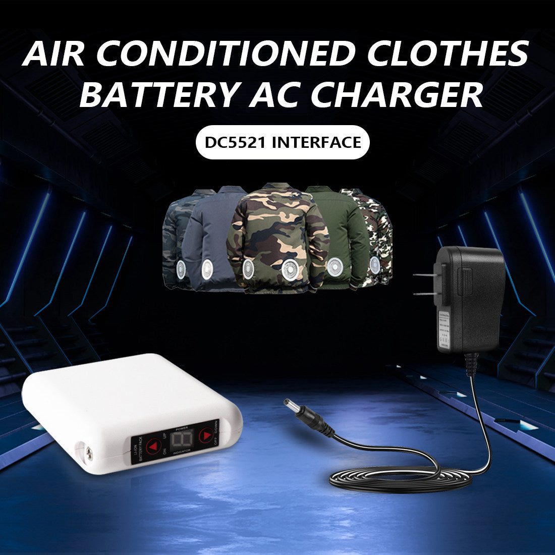 Cooling Fan Jacket Power Bank AC Adapter