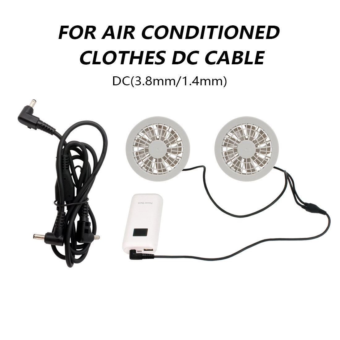 DC cable connector between fan and power bank