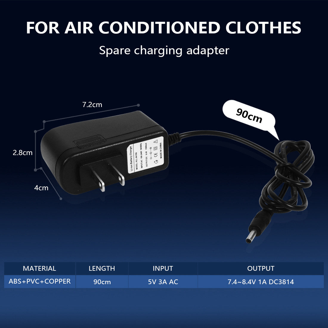 Cooling Fan Jacket Power Bank AC Adapter
